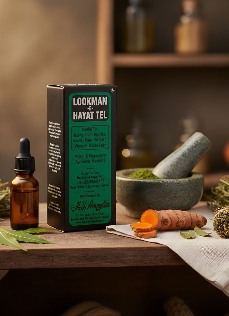 Premium Lookman-E-Hayat Tel Ayurvedic Pain Relief Oil – Multipurpose Herbal Oil for Massage, Sprains and Wounds, Green Pack, 1 Pc - Image 2